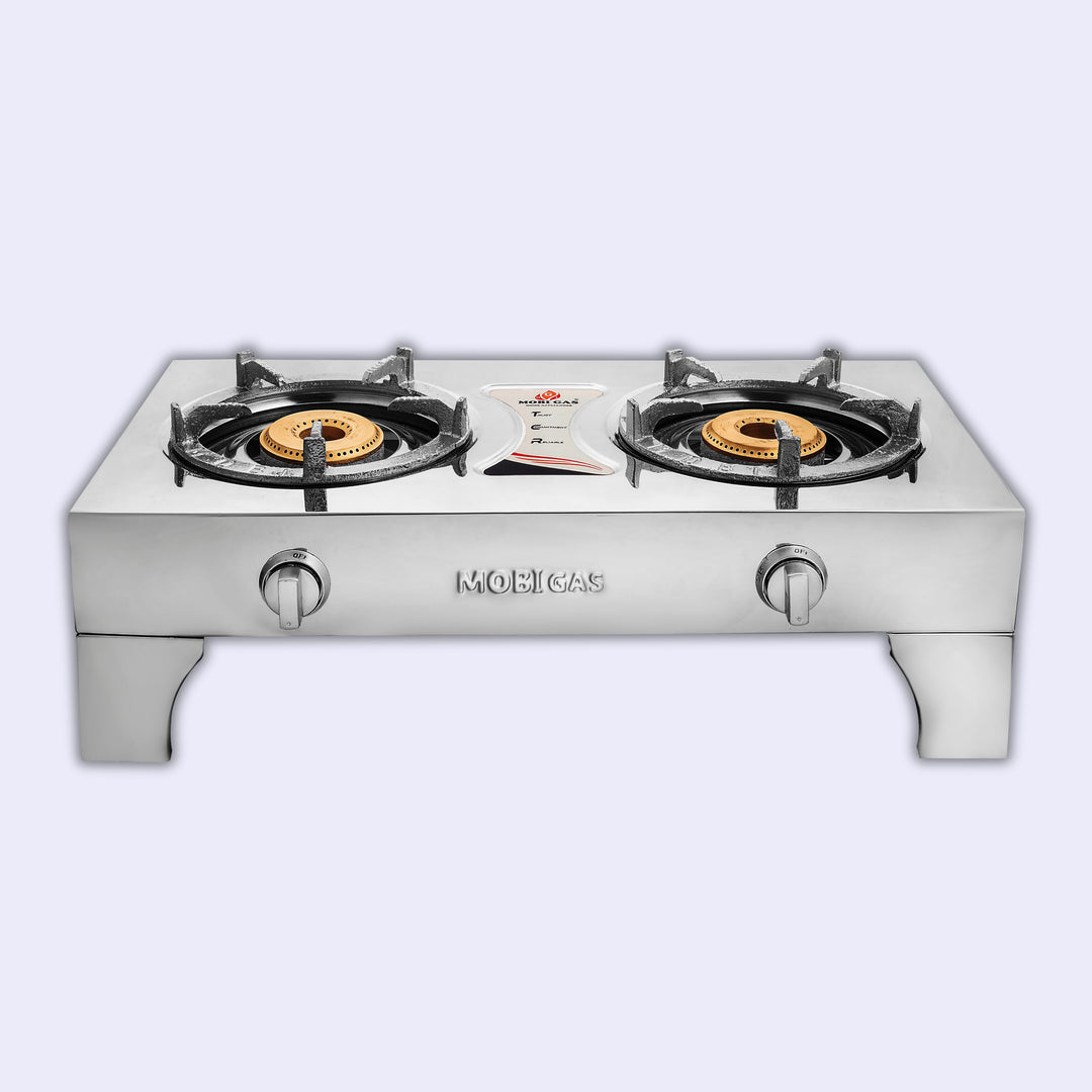 MobiGas MM-415 2 burner gas stove with big steel feet and complete steel body