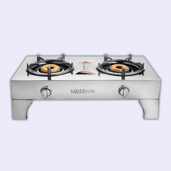 MobiGas MM-415 2 burner gas stove with big steel feet and complete steel body