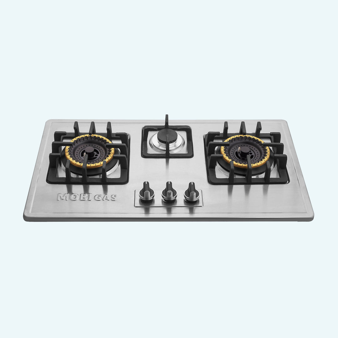Mobi Gas MM-293 3 Burner Stainless Steel Gas Hob with Blue Flame Burners