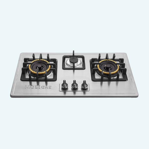 Mobi Gas MM-293 3 Burner Stainless Steel Gas Hob with Blue Flame Burners