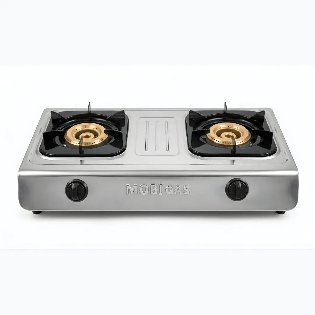  Mobi Gas MM-785 Double Burner Gas Stove | Double Nali Burners | Auto Ignition | Stainless Steel
