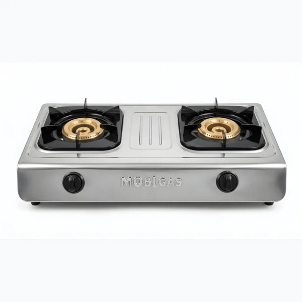  Mobi Gas MM-785 Double Burner Gas Stove | Double Nali Burners | Auto Ignition | Stainless Steel